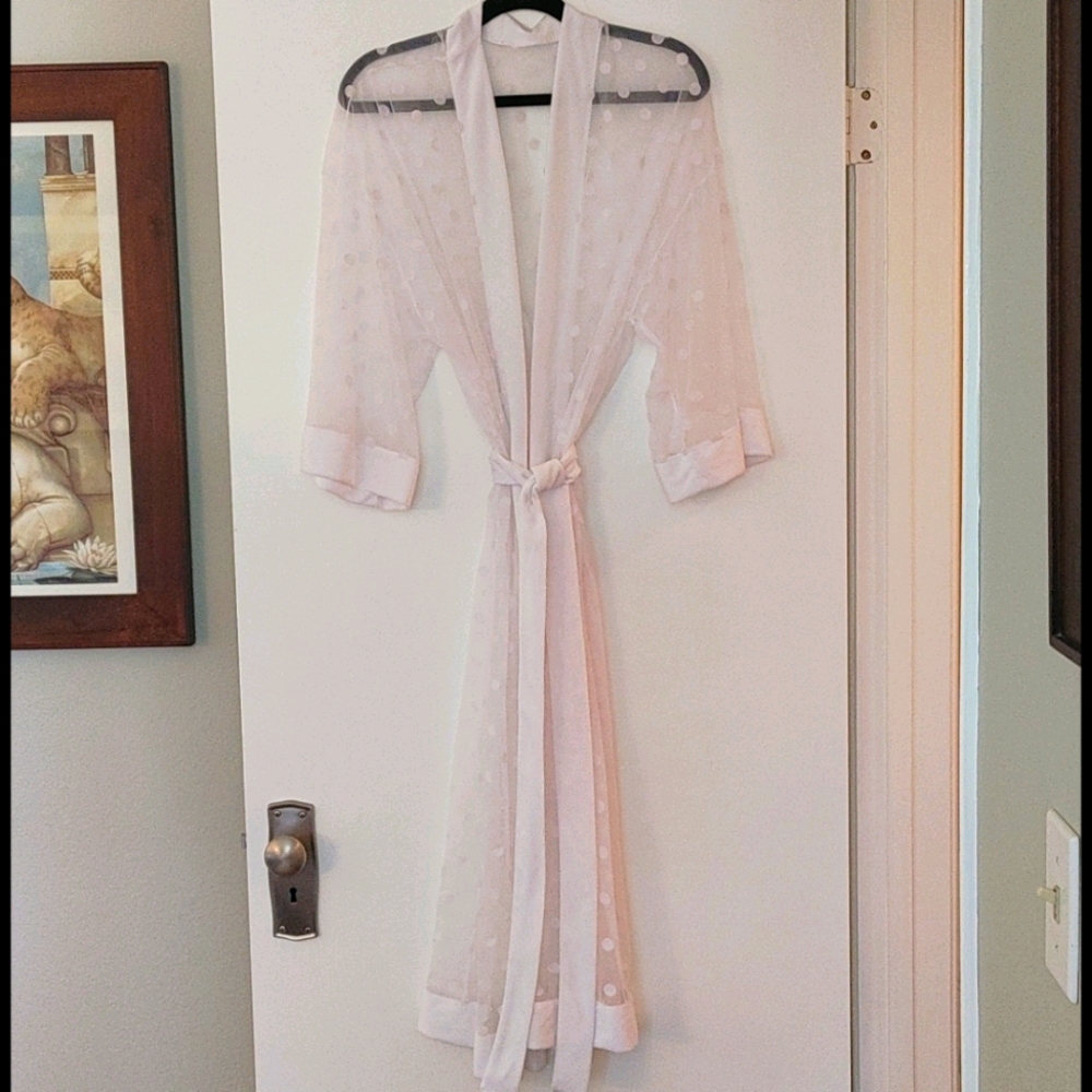 White sheer polka dot robe